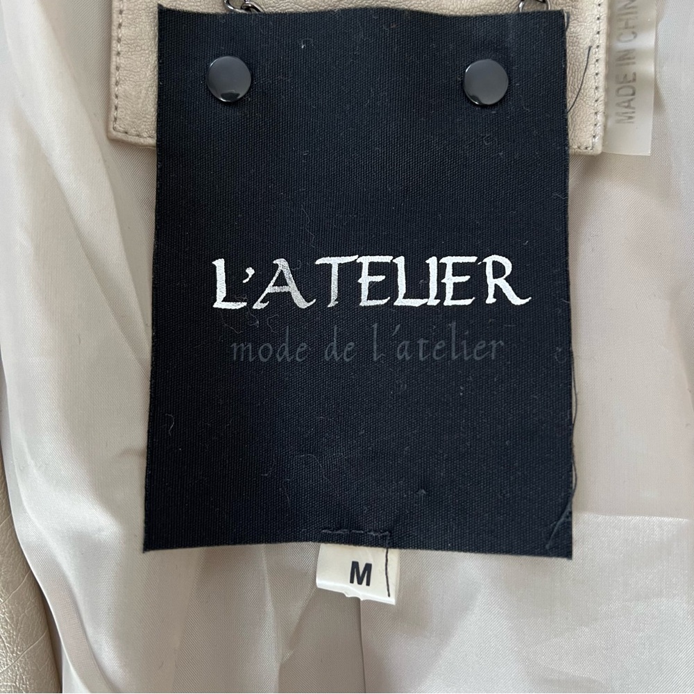 L’ATELIER Tan Vegan Faux Leather Moto Jacket Size M - Picture 10 of 11